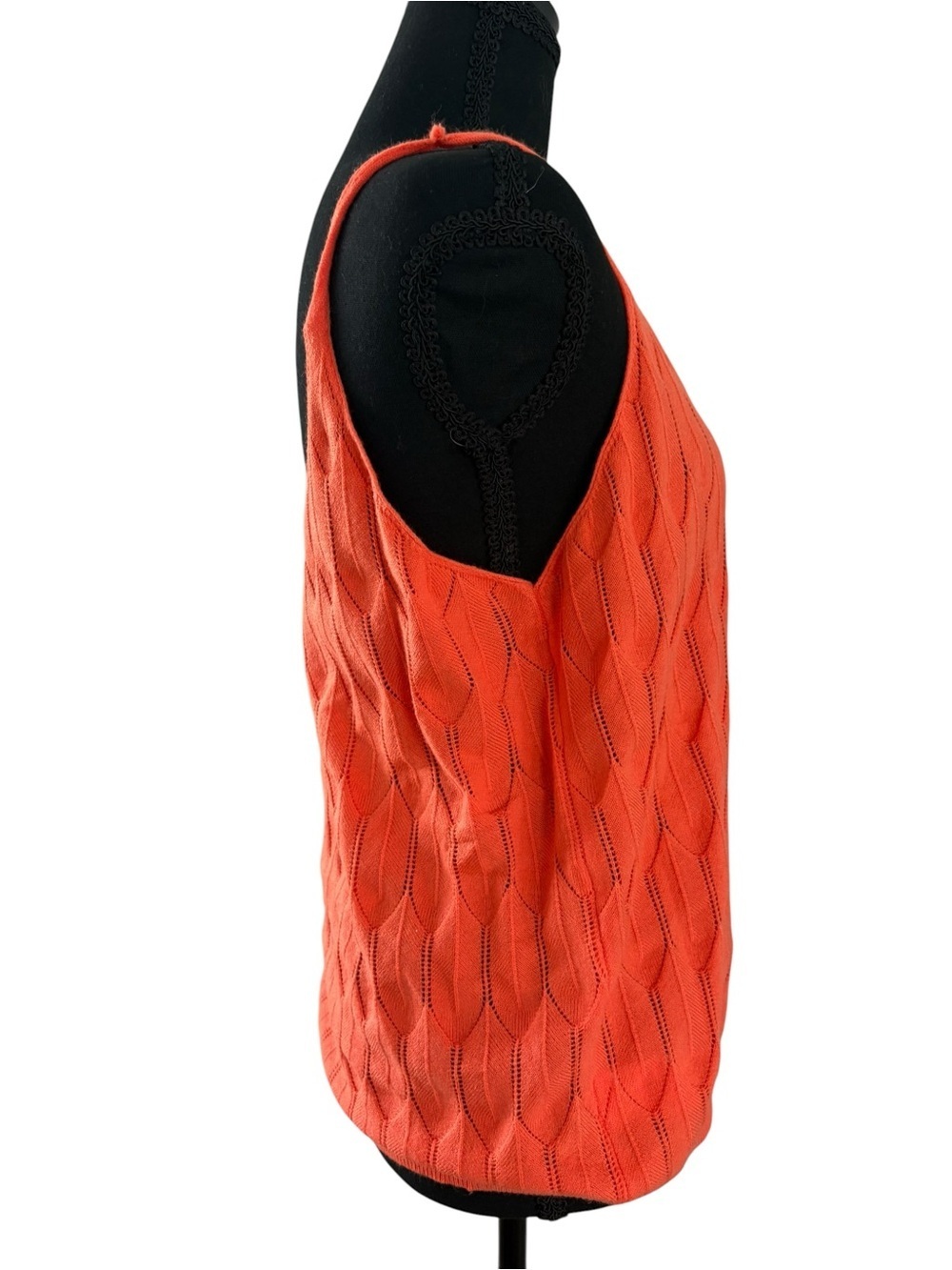 Women's Orange V-Neck Knit Tank Top - Picture 3 of 8